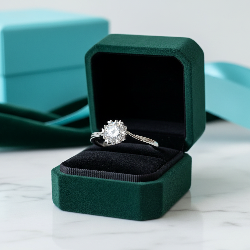 White Gold Engagement Ring with Snowflake Diamond - Evani Naomi Jewelry
