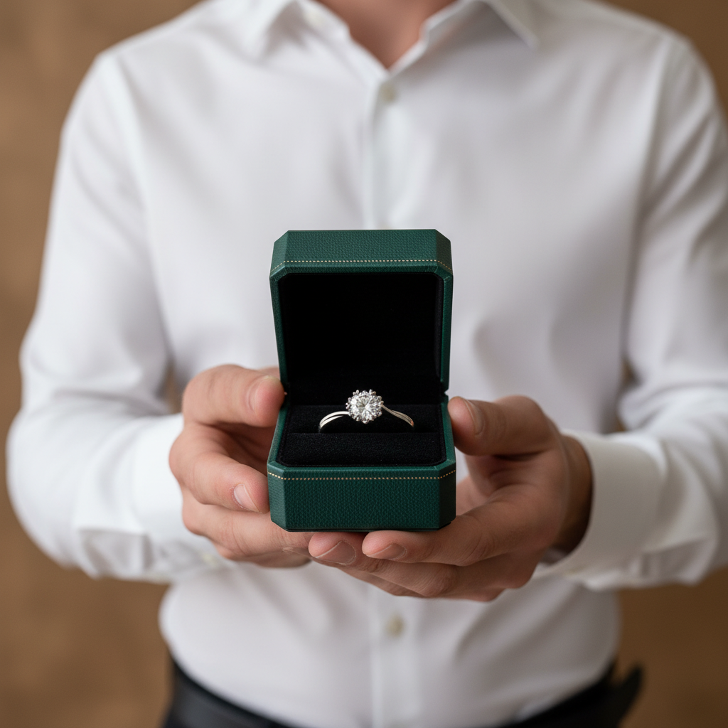 White Gold Engagement Ring with Snowflake Diamond - Evani Naomi Jewelry