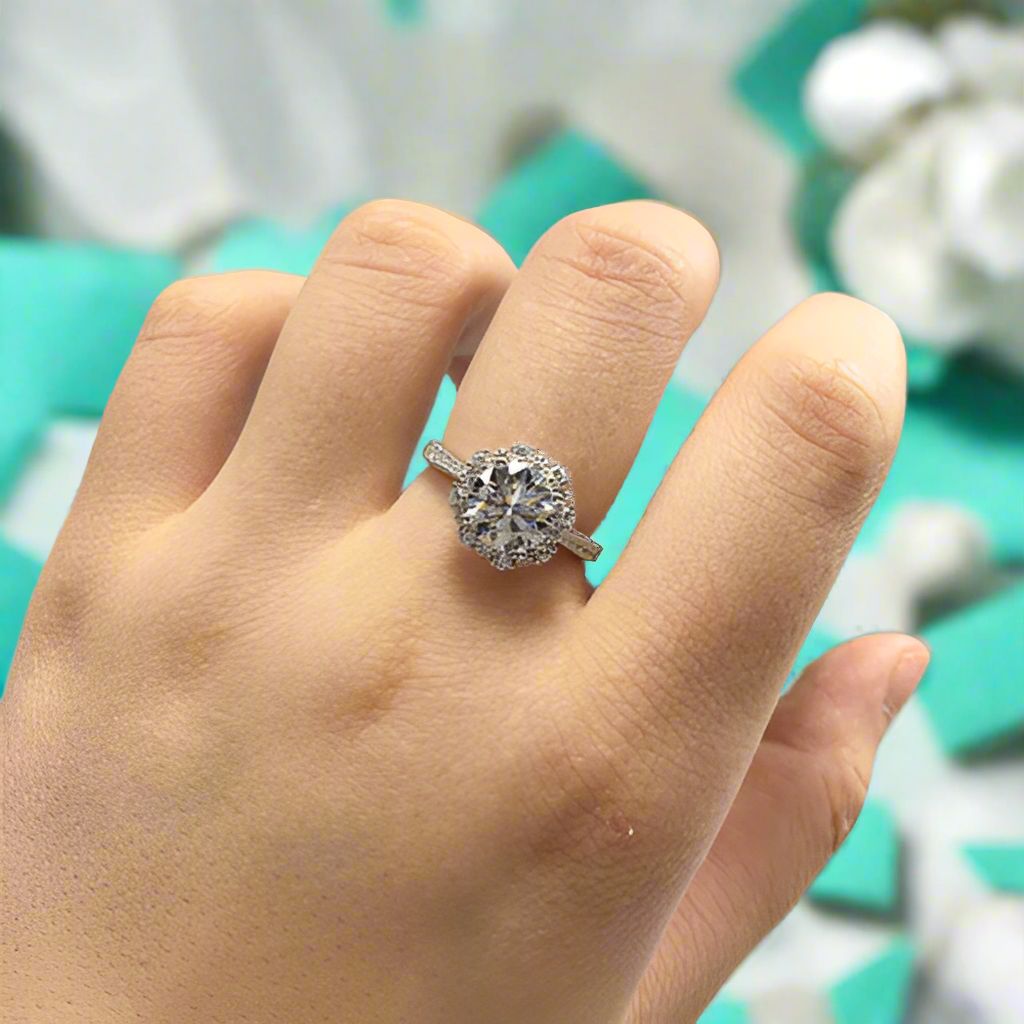 White Gold Engagement Ring with Starry Sky 2.0ct Diamond-Evani Jewelry