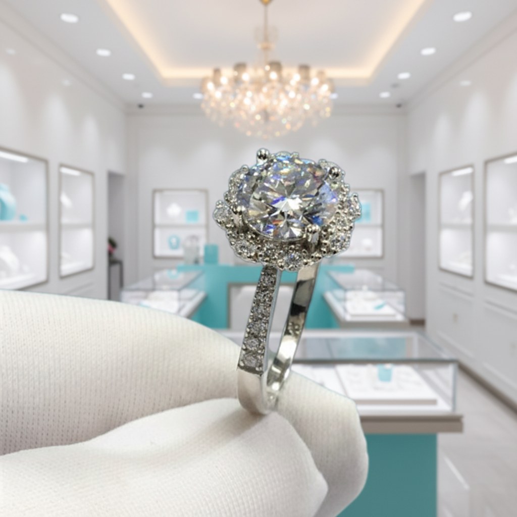 White Gold Engagement Ring with Starry Sky 2.0ct Diamond-Evani Jewelry