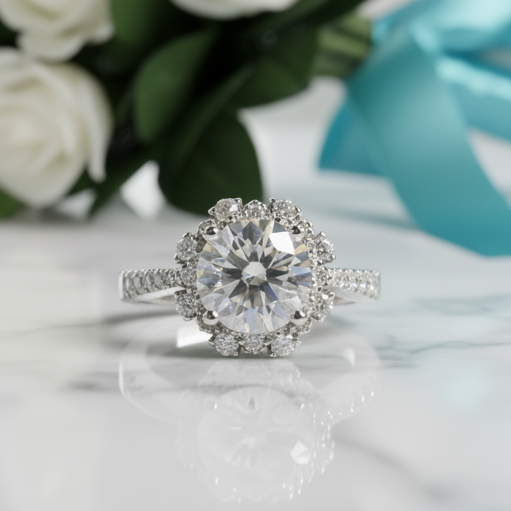 White Gold Engagement Ring with Starry Sky 2.0ct Diamond