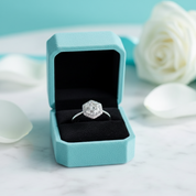 White Gold Hexagon Cut Diamond Birthstone Engagement Ring-Evani Jewelry