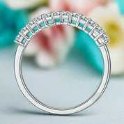White Gold Wedding Band with Half Eternity Princess-Cut Diamond-Evani Naomi Jewelry
