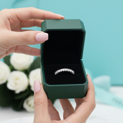 White Gold Wedding Band with Half Eternity Princess-Cut Diamond - Evani Naomi Jewelry