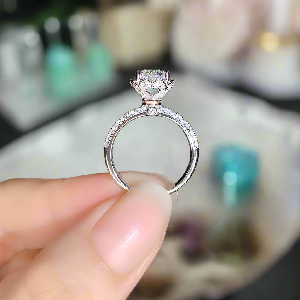 White Gold Wish Blossom Diamond Engagement Ring-Evani Jewelry
