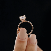 White Sapphire 1.5 ct Cushion-cut Diamond Rose Gold Engagement Ring-Evani Naomi Jewelry