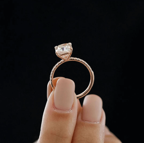 White Sapphire 1.5 ct Cushion-cut Diamond Rose Gold Engagement Ring-Evani Naomi Jewelry