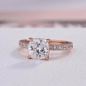 White Sapphire 1.5 ct Cushion-cut Diamond Rose Gold Engagement Ring-Evani Naomi Jewelry
