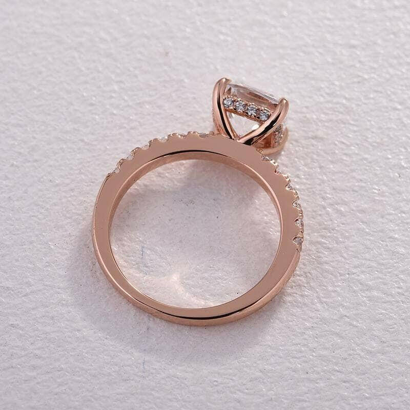 White Sapphire 1.5 ct Cushion-cut Diamond Rose Gold Engagement Ring-Evani Naomi Jewelry