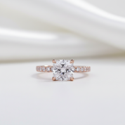 White Sapphire 1.5 ct Cushion-cut Diamond Option Rose Gold Engagement Ring - Evani Naomi Jewelry