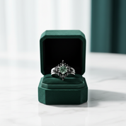 Wild and Forever Intertwined- Hexagon Shape Moss Agate Wedding Rings