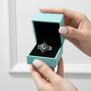 Wild and Forever Intertwined- Hexagon Shape Moss Agate Wedding Rings