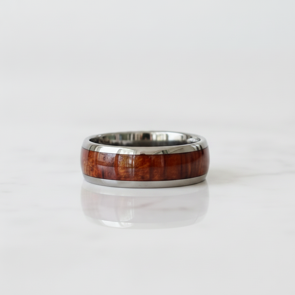 Wood Inlay 8mm Tungsten Wedding Band - Evani Naomi Jewelry