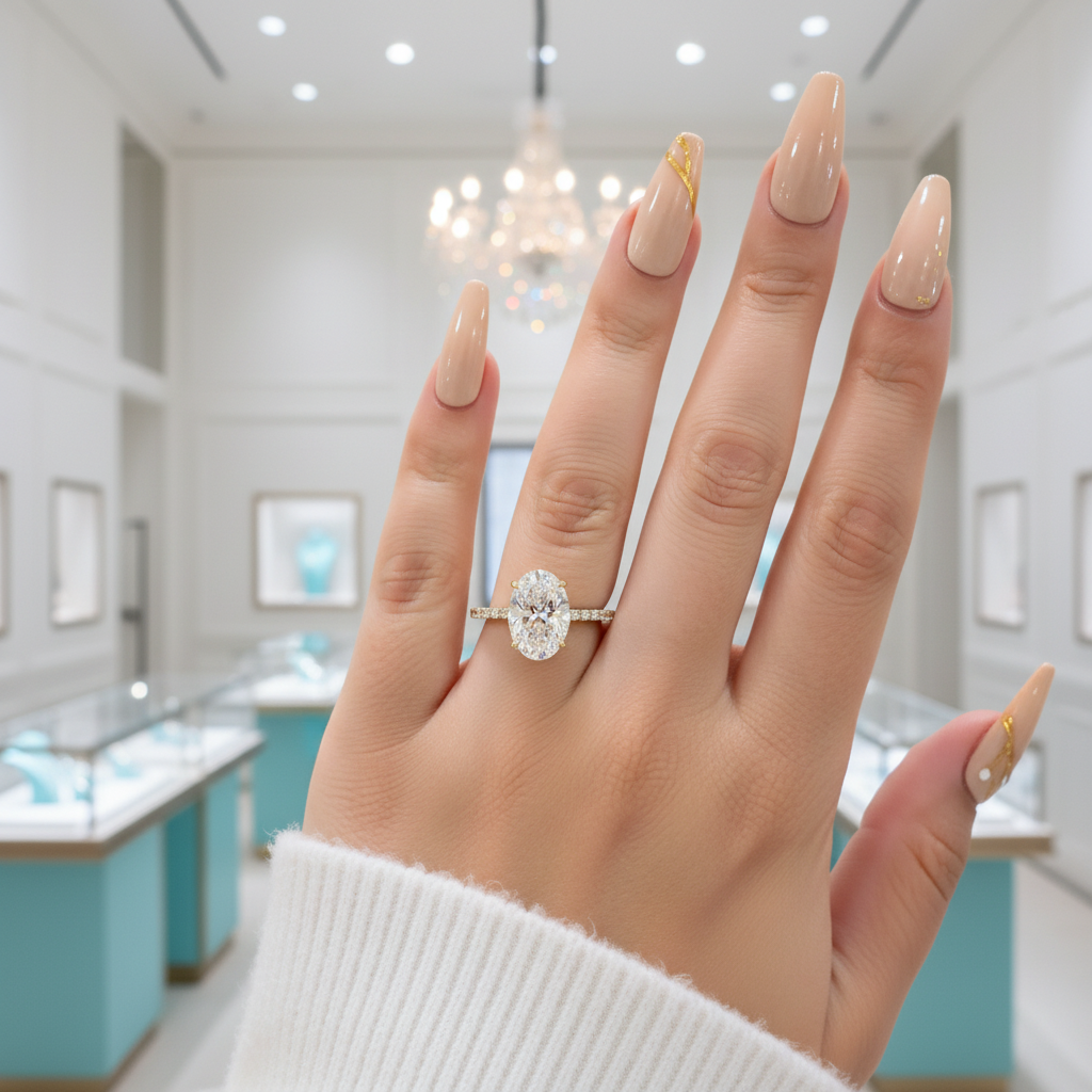 Yellow Gold 3.50 Ct Oval Cut Diamond Engagement Ring-Evani Jewelry