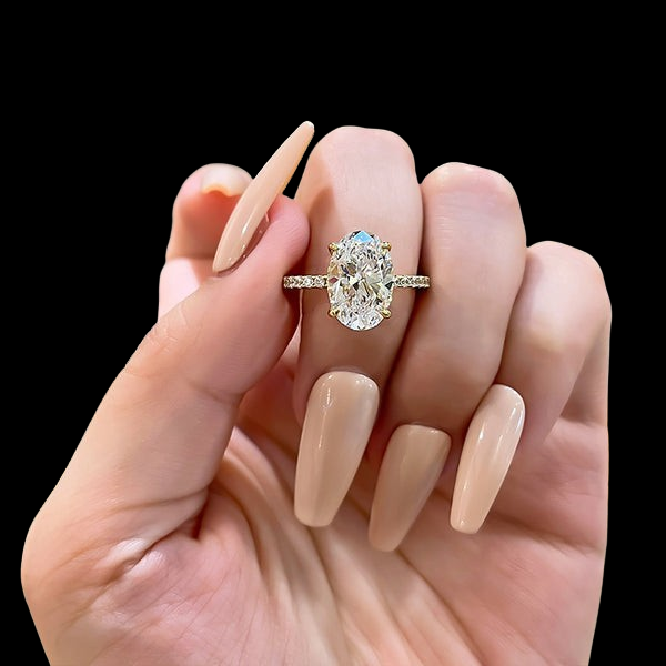 Yellow Gold 3.50 Ct Oval Cut Engagement Ring-Evani Naomi Jewelry
