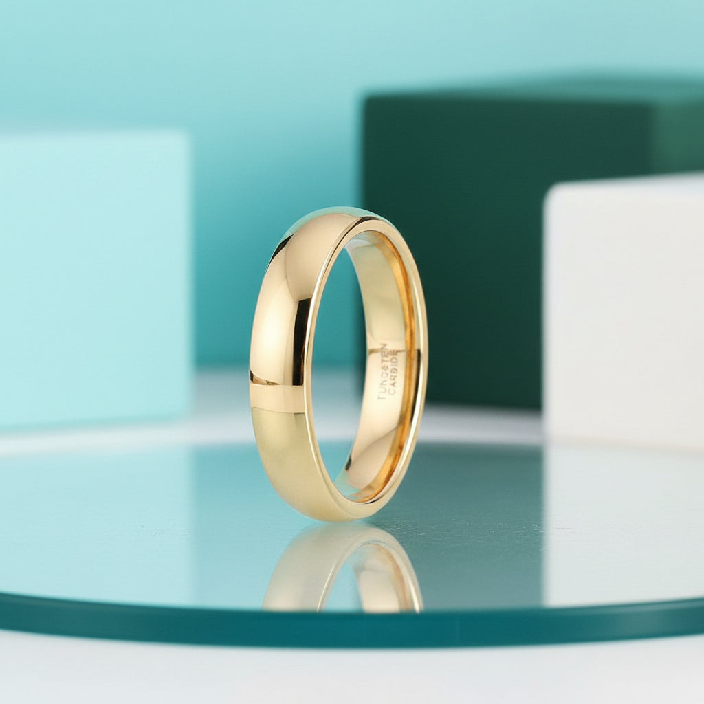 Yellow Gold Classic Unisex Tungsten Wedding Band-Evani Jewelry