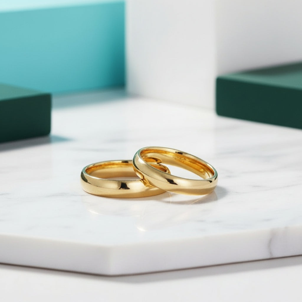 Yellow Gold Classic Unisex Tungsten Wedding Band-Evani Jewelry