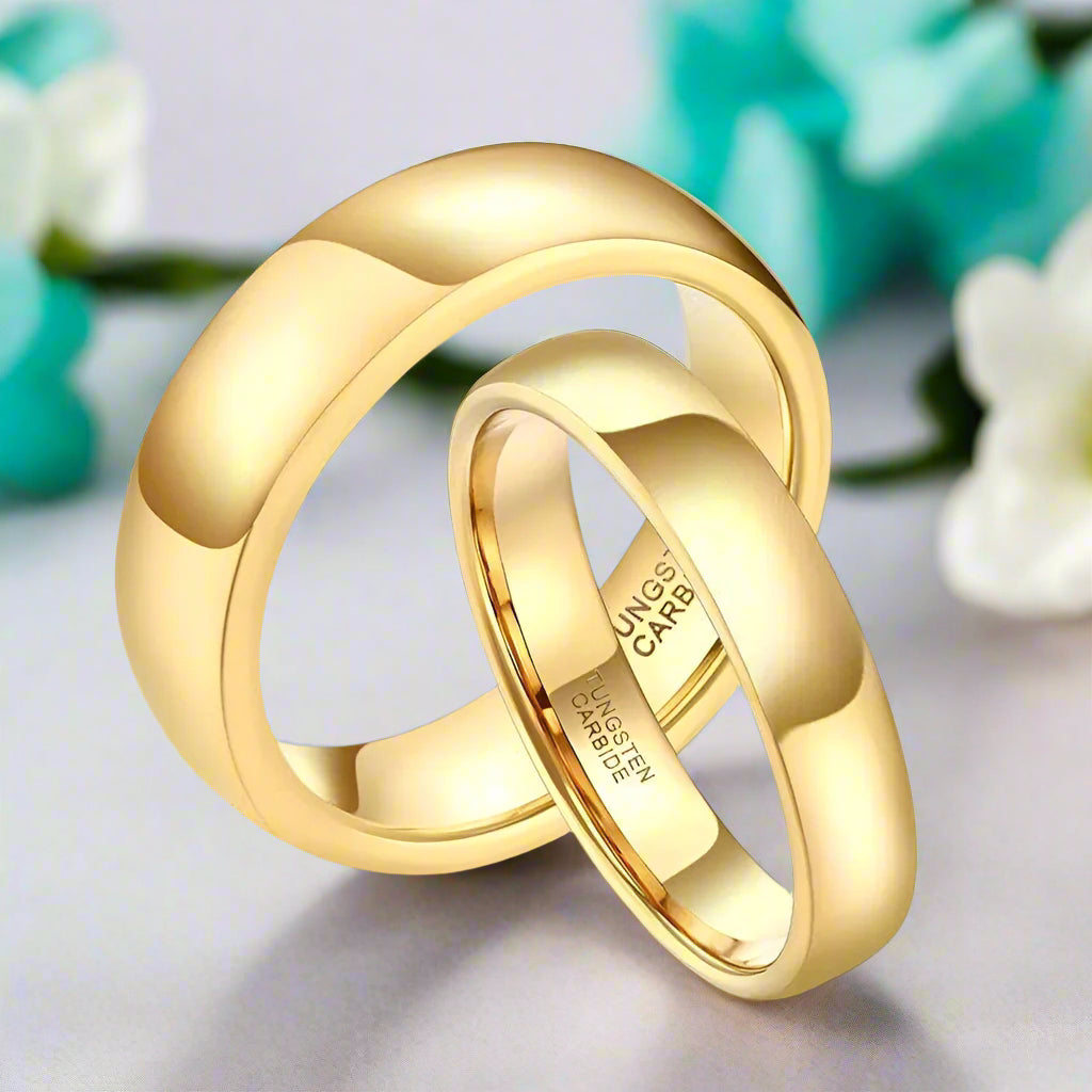 Yellow Gold Classic Unisex Tungsten Wedding Band-Evani Naomi Jewelry