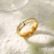 Yellow Gold Titanium with Diamond Wedding Band-Evani Naomi Jewelry