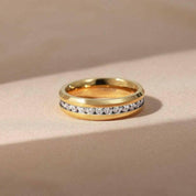 Yellow Gold Titanium with Diamond Wedding Band-Evani Naomi Jewelry