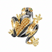 Yellow Nano Crystal Black Enamel Frog Brooch - Evani Naomi Jewelry