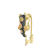 Yellow Nano Crystal Black Enamel Frog Brooch-Evani Naomi Jewelry
