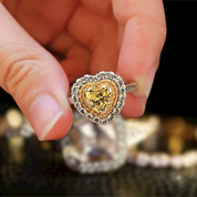 Yellow Sapphire 1.5 ct Heart Shaped Diamond Engagement Ring with Halo-Evani Naomi Jewelry