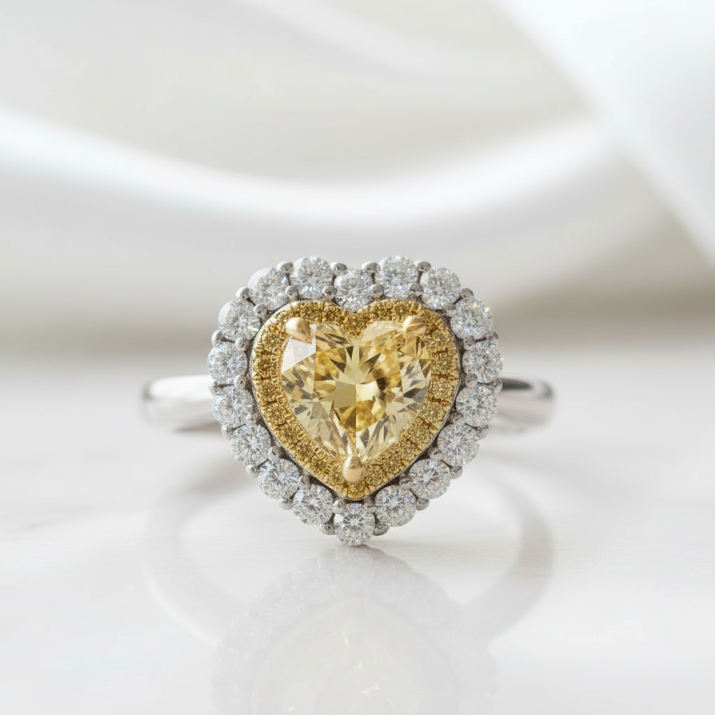 Topaz Birthstone 1.5 ct Heart Shaped Engagement Ring with Halo