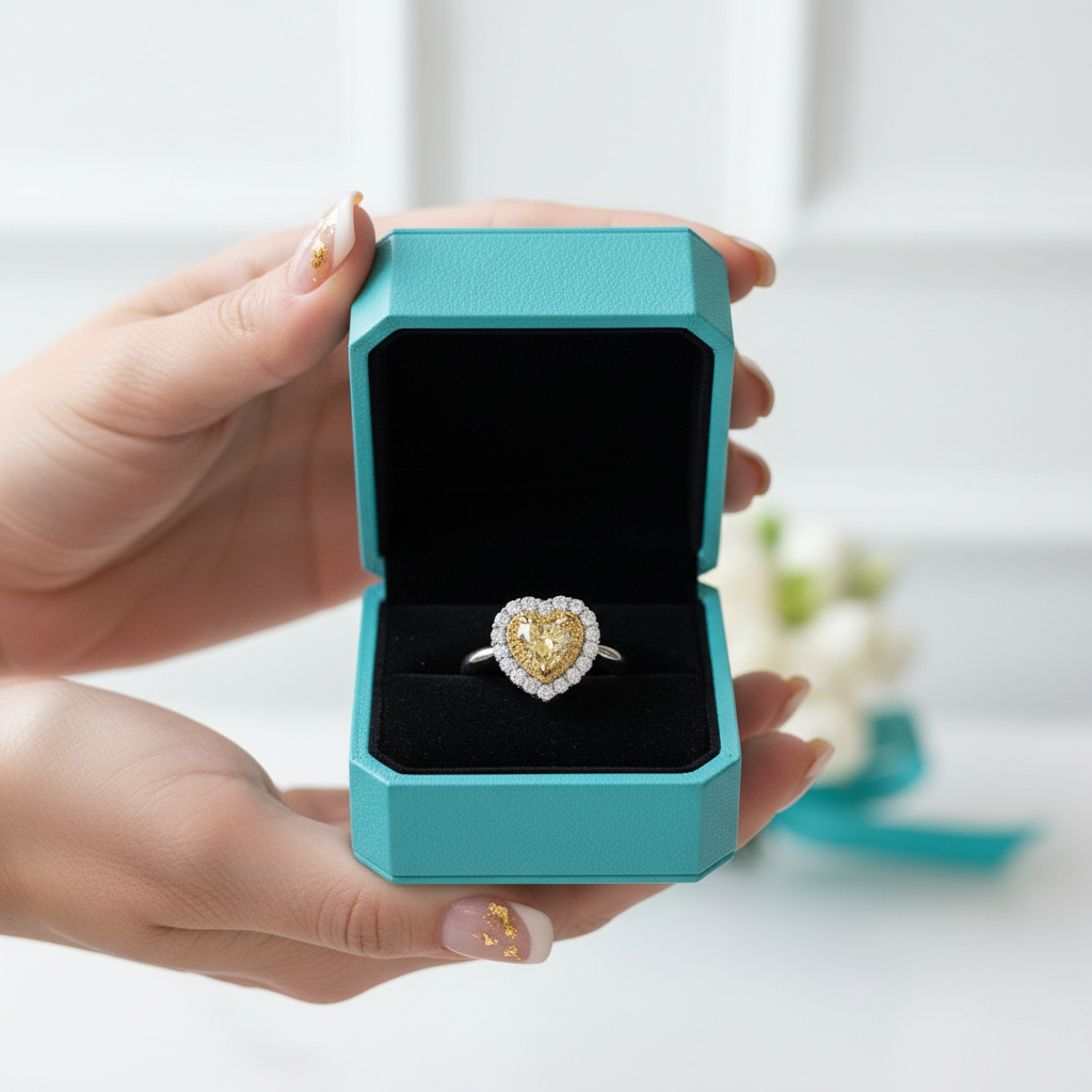 Topaz Birthstone 1.5 ct Heart Shaped Engagement Ring with Halo