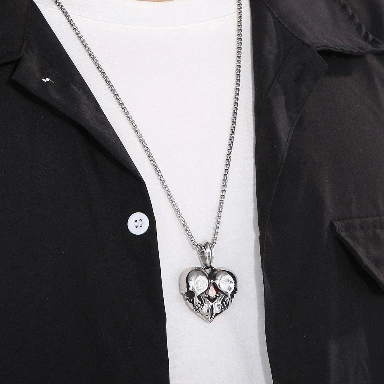 You Are My Heart Diamond Skull Punk Necklace-Evani Naomi Jewelry