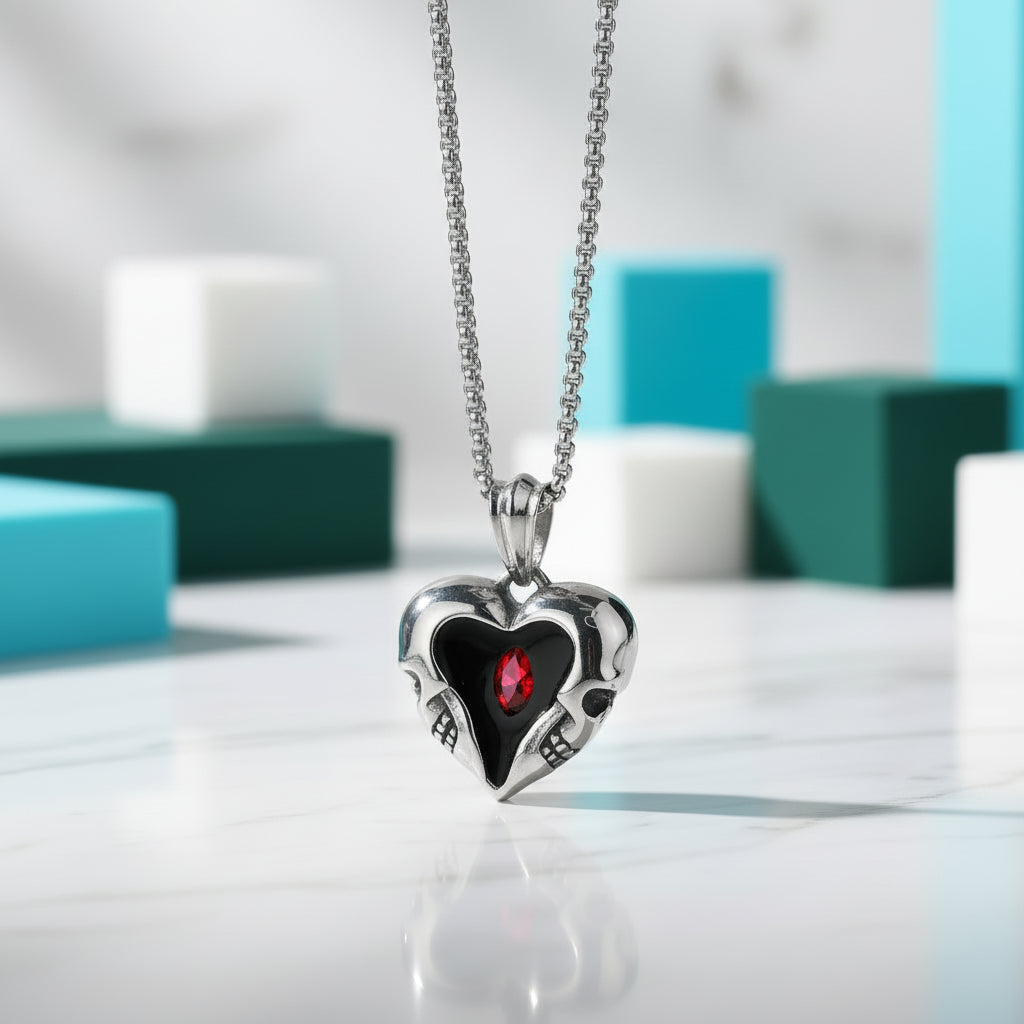 You Are My Heart Diamond Skull Punk Necklace-Evani Jewelry