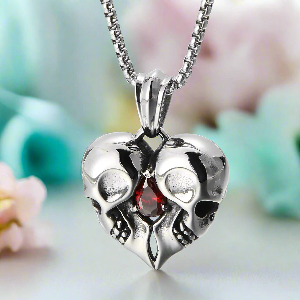 You Are My Heart Diamond Skull Punk Necklace-Evani Naomi Jewelry