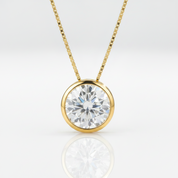 18K Yellow Gold 5.0 Ct Round Diamond Option Pendant Necklace