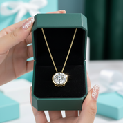 18K Yellow Gold 5.0 Ct Round Diamond Option Pendant Necklace