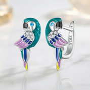 Cute Diamond Option Parrot Hoop Earrings