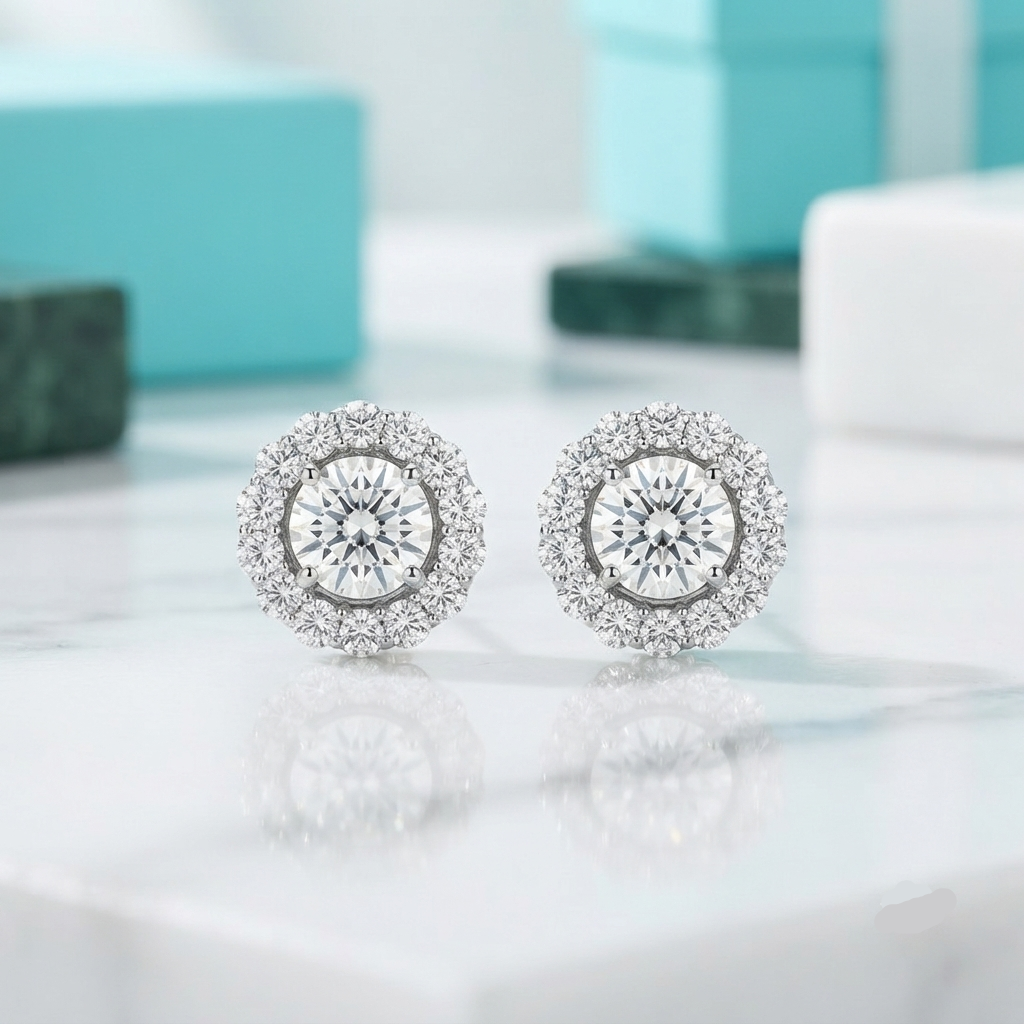 Classic 0.5 Ct Diamond Option Detachable Flower Stud Earrings