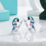 Cute Diamond Option Parrot Hoop Earrings