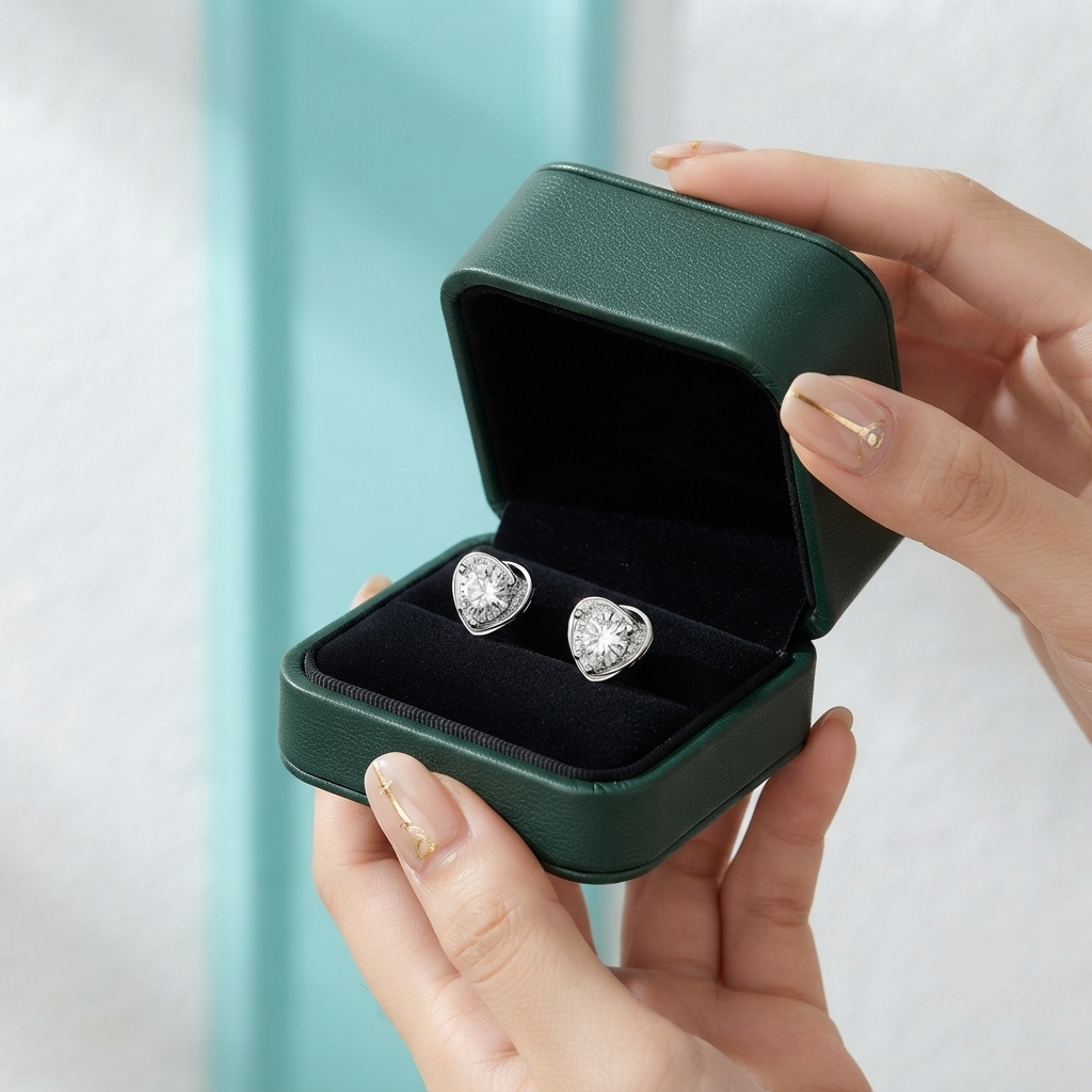 1.00 ct Diamond Option Heart Shaped Stud Earrings