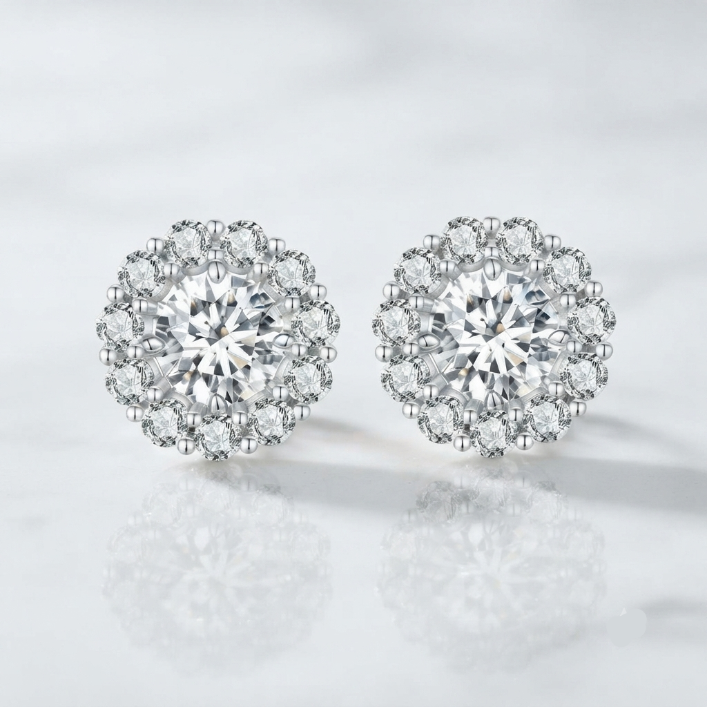 Classic 0.5 Ct Diamond Option Detachable Flower Stud Earrings