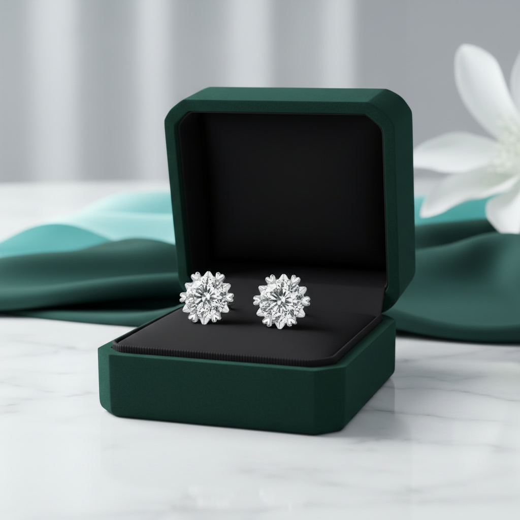 0.5 ct Snowflake 5.0mm Diamond OptionStud Earrings
