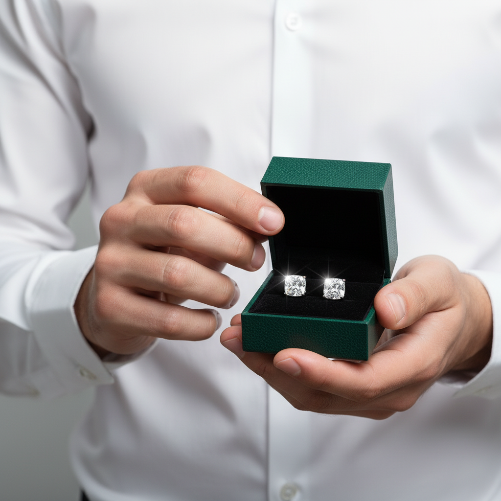 Classic Cushion Cut Diamond OptionStud Earrings
