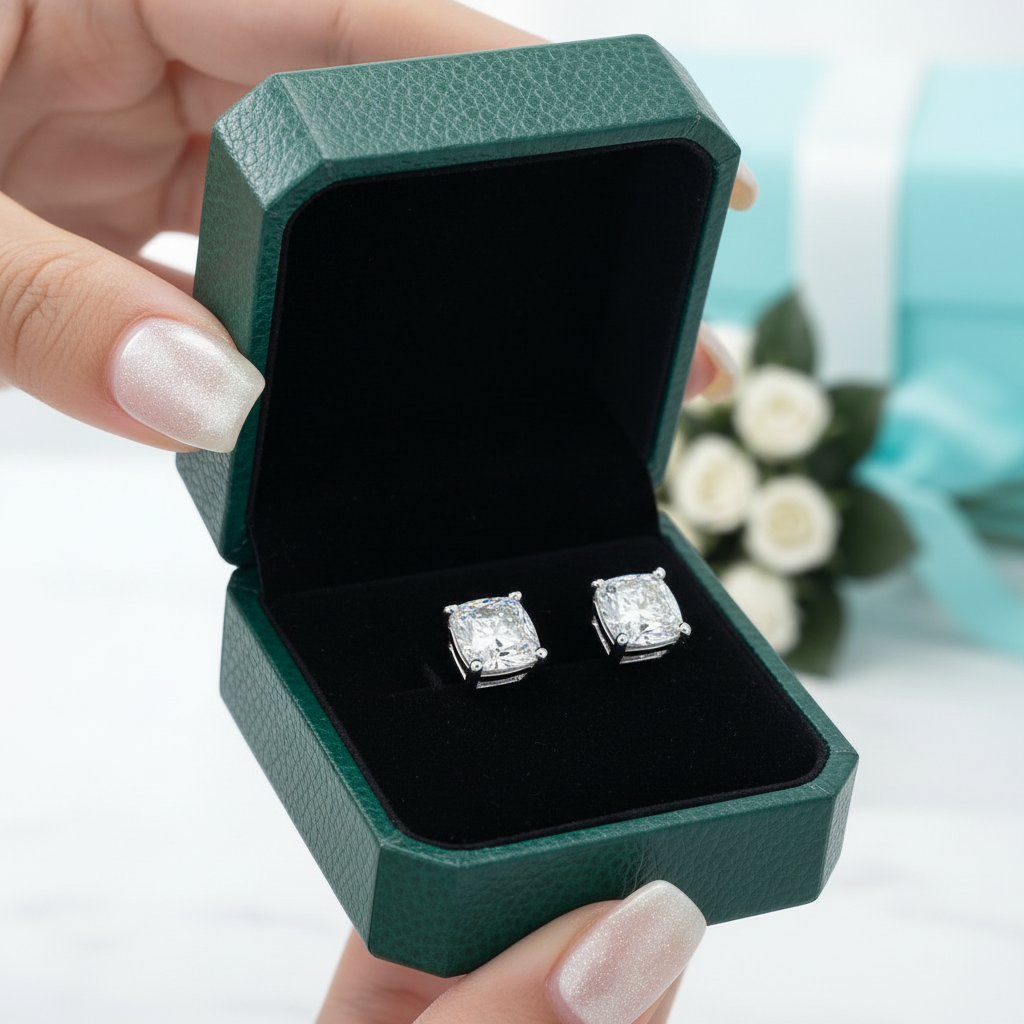 Classic Cushion Cut Diamond OptionStud Earrings