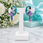 Cute Diamond Option Parrot Hoop Earrings