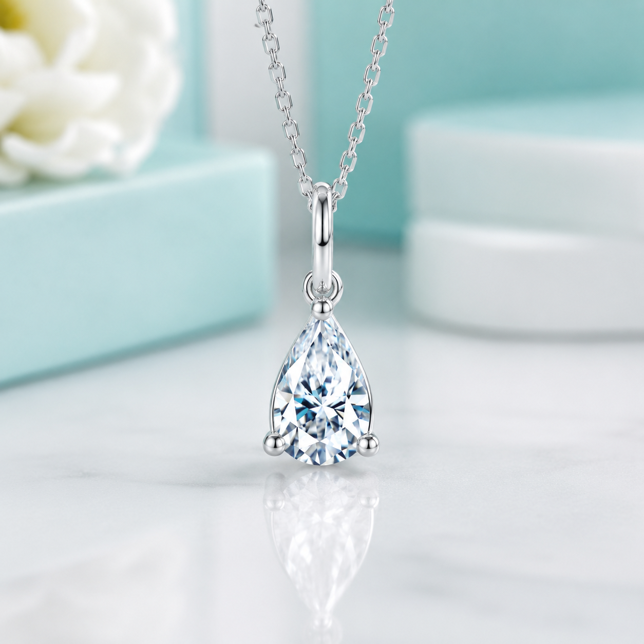 1.0 Ct Pear Diamond Option Classic Stud Earrings and Necklace