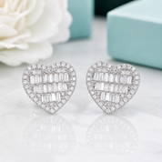 Classic 18k Gold Diamond Option Heart Shaped Stud Earrings