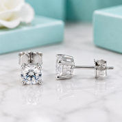 Sparkling 4-prong 1.0 ct Diamond Option Stud Earrings