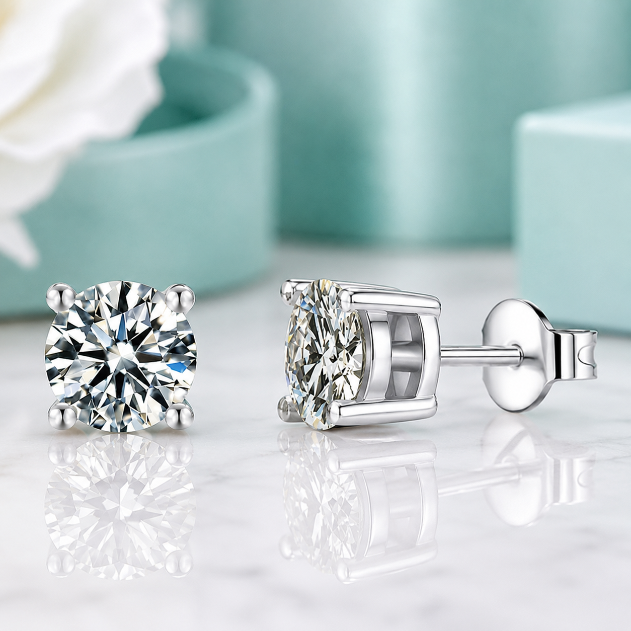 Sparkling 4-prong 1.0 ct Diamond Option Stud Earrings
