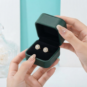 18K Gold Mossanite Diamond Option Flower Setting Stud Earrings