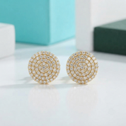 18K Gold Mossanite Diamond Option Flower Setting Stud Earrings