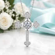 Vintage Style Cross Pendant Dancing Diamond Option Necklace